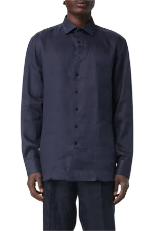Etro Overhemden, Heren, Blauw, 3Xl, Linnen, Klassieke Witte Overhemd met Lange Mouwen