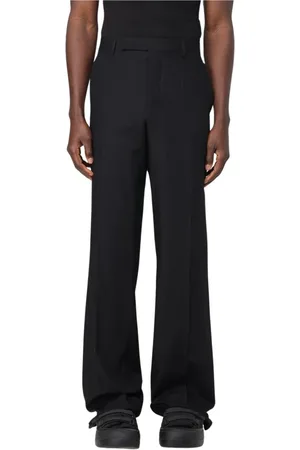 Rick Owens Broeken, Heren, Zwart, 3Xl, Zwarte Wide-Leg Drop-Crotch Broek