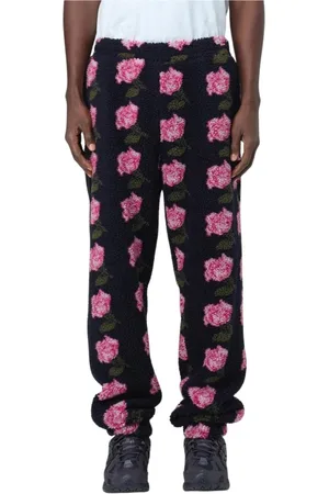Msgm Broeken, Heren, Veelkleurig, M, Polyester, Kleurrijke Bloemen Fleece Broek