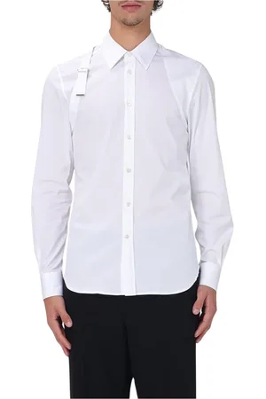Alexander McQueen Overhemden, Heren, Wit, XL, Katoen, Witte Poplin Overhemd met Band