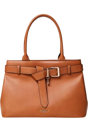 Twin-Set Tassen, Dames, Bruin, ONE Size, Leer, Stijlvolle Leren Tote Tas