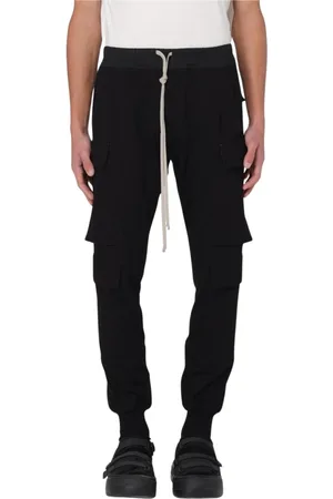 Rick Owens Broeken, Heren, Zwart, S, Zwarte Cargo Trekkoord Broek