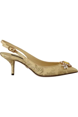 Dolce & Gabbana Schoenen, Dames, Geel, 36 1/2 EU, Luxe Kristallen Slingback Hakken