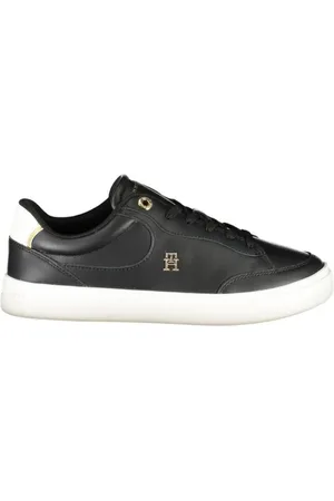 Tommy Hilfiger Schoenen, Dames, Zwart, 36 EU, Polyester, Zwarte Polyester Veterschoenen