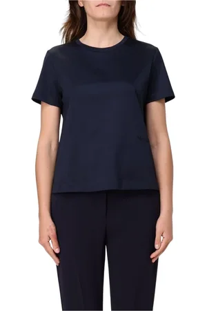 Max Mara Tops, Dames, Blauw, XS, Zwarte T-shirt met korte mouwen