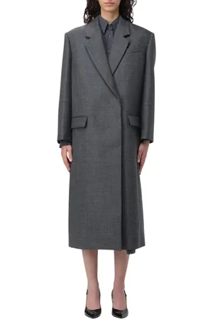Brunello Cucinelli Mantels, Dames, Grijs, S, Wol, Elegante Wol Midi Jas