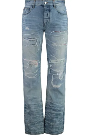 AMIRI Jeans, Heren, Blauw, W30, Katoen, Destroyed Effect 5-Pocket Straight-Leg Jeans