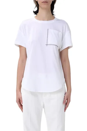 Brunello Cucinelli Tops, Dames, Wit, XL, Katoen, Witte Zak T-shirt Elegante Stijl