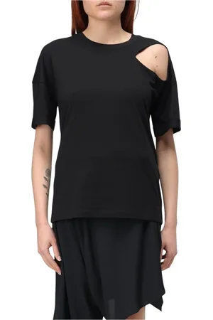 FEDERICA TOSI Tops, Dames, Zwart, XS, Zwarte T-shirt met korte mouwen