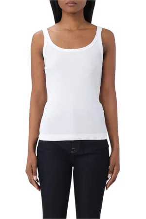 Dolce & Gabbana Tops, Dames, Wit, XS, Katoen, Witte Geribbelde Tanktop