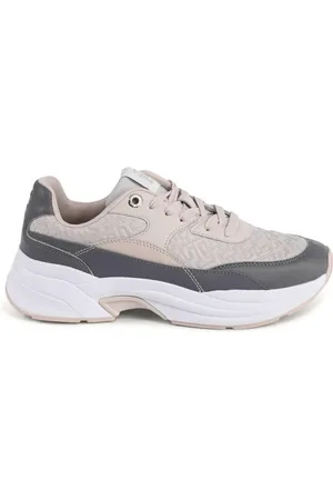 Tommy Hilfiger Schoenen, Dames, Grijs, 36 EU, Leer, Grijze Leren Sneaker met Gedetailleerd Ontwerp