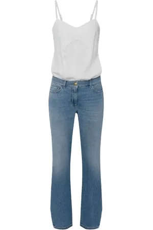 Elisabetta Franchi Jumpsuits & Playsuits, Dames, Blauw, S, Denim, Trompe-l`oeil Jumpsuit