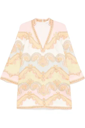 ZIMMERMANN Kleedjes, Dames, Roze, M, V-hals Jurk met Zakken