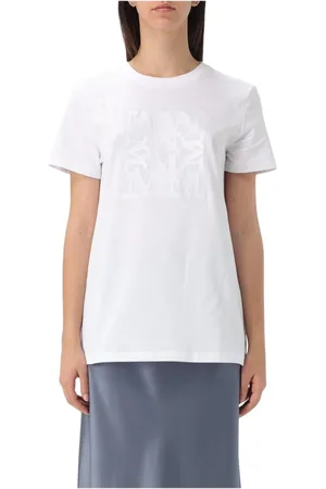 Max Mara Tops, Dames, Wit, L, Katoen, Wit Logo T-shirt
