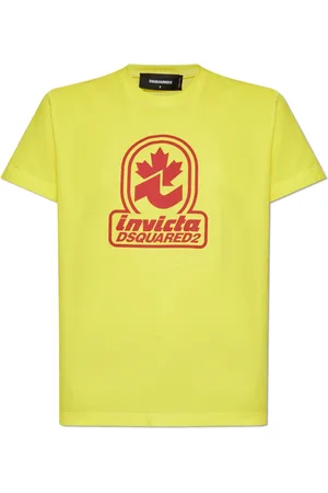 Dsquared2 Tops, Dames, Geel, M, Katoen, T-shirt met print