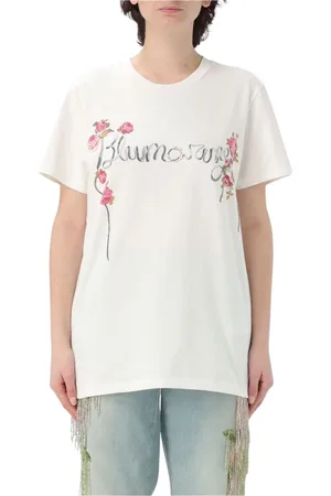 BLUMARINE Tops, Dames, Wit, S, Katoen, Roze T-shirt voor vrouwen