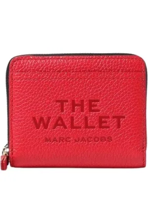 Marc Jacobs Accessoires, Dames, Rood, ONE Size, Leer, Zwarte leren Zip Around-portemonnee