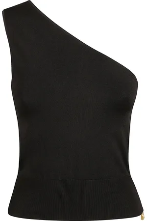 Patou Tops, Dames, Zwart, S, One Shoulder Gebreide Top in Zwart