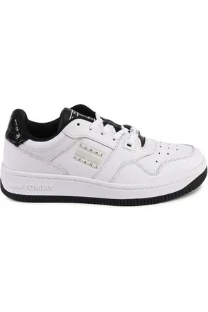 Tommy Hilfiger Schoenen, Dames, Wit, 40 EU, Leer, Witte Leren Sneaker Model