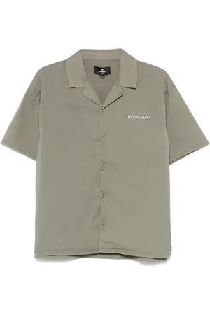 Represent Overhemden, Heren, Groen, XL, Katoen, Camp Kraag Shirt voor Mannen