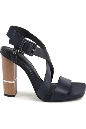Tommy Hilfiger Schoenen, Dames, Blauw, 36 EU, Leer, Premium Leren Sandalen, Blauw, Elegant