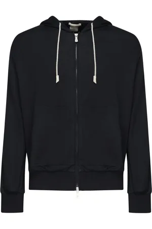 ELEVENTY Sweatshirts & Hoodies, Heren, Blauw, S, Katoen, Zijden en katoenen hoodie trui