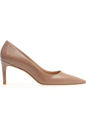Stuart Weitzman Schoenen, Dames, Roze, 37 1/2 EU, Leer, Nude lakleren pumps