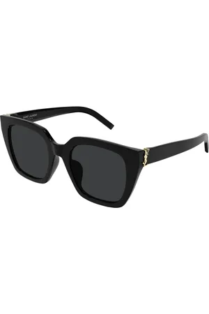 Saint Laurent Accessoires, Dames, Zwart, 52 MM, Zwart/Grijs Zonnebril SL M143
