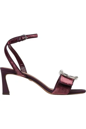 Dolce & Gabbana Schoenen, Dames, Paars, 36 EU, Velvet Jewel Hak Sandalen