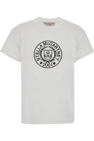 Stella McCartney Tops, Dames, Wit, L, Katoen, Logo T-Shirt
