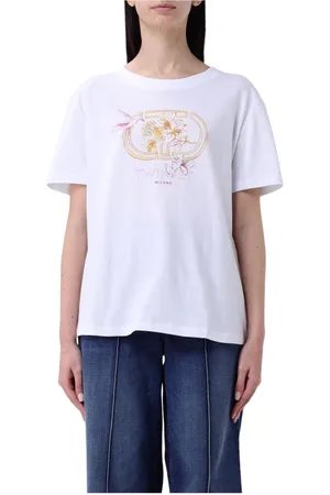 Twin-Set Tops, Dames, Wit, M, Bloemenkolibrie T-shirt