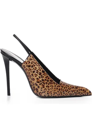 Saint Laurent Schoenen, Dames, Bruin, 39 EU, Leer, Bruine Stiletto Hak met Vierkante Halslijn