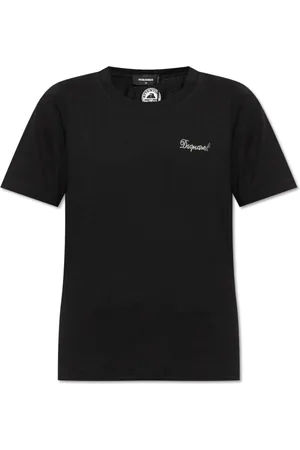 Dsquared2 Tops, Dames, Zwart, S, Katoen, T-shirt met logo