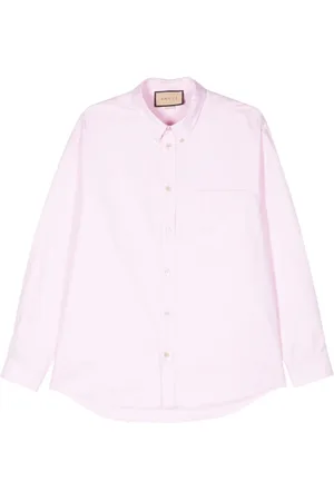Gucci Blouses & Shirts, Dames, Roze, XL, Katoen, Geborduurd katoenen Oxford overhemd