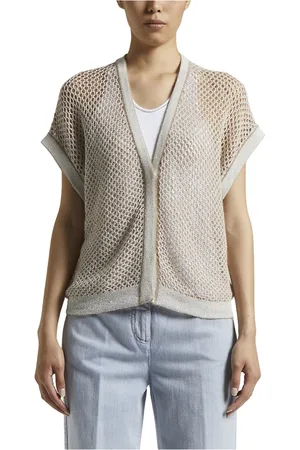 PESERICO SIGN Truien, Dames, , M, Wol, Technisch alpacawollen vest met pailletten