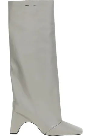 COPERNI Schoenen, Dames, Grijs, 38 EU, Beige Leren Laarzen Met Middelhoge Hak