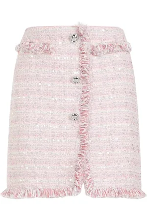 Giambattista Valli Rokken, Dames, Roze, XS, Katoen, Roze & Paarse Mini Rok Franjes