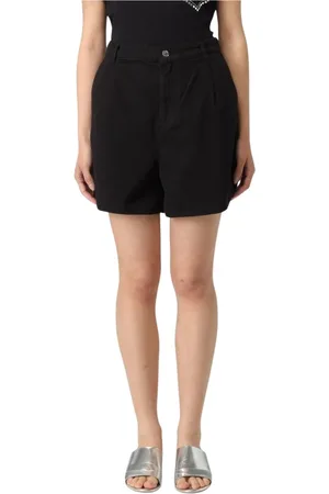 Liu Jo Korte broeken, Dames, Zwart, W32, Zwarte Hoge Taille Geplooide Shorts