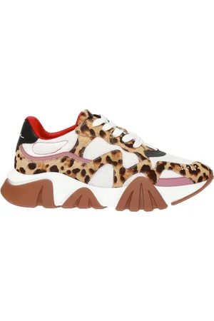 VERSACE Schoenen, Heren, Veelkleurig, 41 EU, Leer, Luipaard Sneakers met Mesh Panelen