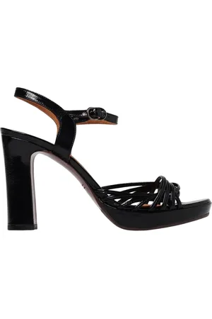Chie Mihara Schoenen, Dames, Zwart, 40 EU, Leer, Zwarte Lakleren Hakken Sandalen