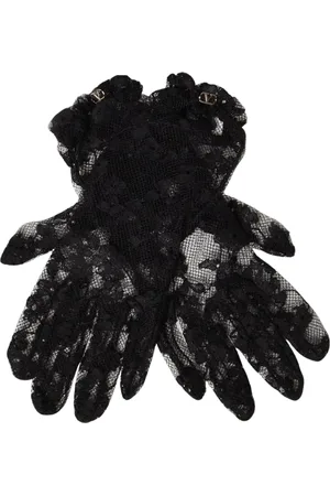 VALENTINO GARAVANI Accessoires, Dames, Zwart, 6 IN, Zwarte Kant Handschoenen Elegant Stijlvol Vrouw