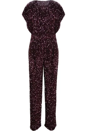 Elisabetta Franchi Jumpsuits & Playsuits, Dames, Rood, M, Polyester, Paillet Jumpsuit met Boothals