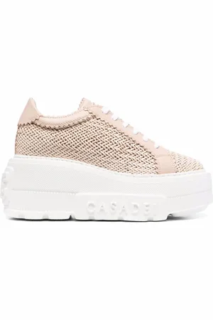 Casadei Schoenen, Dames, Roze, 38 EU, Leer, Interwoven Chunky Sneakers