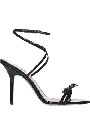 Dsquared2 Schoenen, Dames, Zwart, 37 EU, Leer, Strik Sandalen Hakken Zwart Elegante Stijl