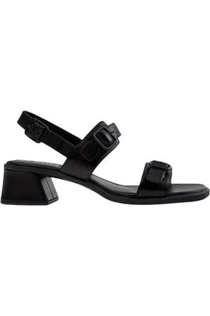 Camper Schoenen, Dames, Zwart, 41 EU, Zwarte Leren Blokhak Sandalen