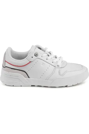 Tommy Hilfiger Schoenen, Dames, Wit, 41 EU, Leer, Witte Leren Sneakers