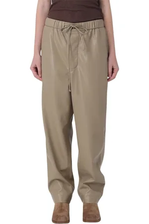 Nanushka Broeken, Heren, Bruin, M, Koffie Faux Leren Wijde Pijp Broek