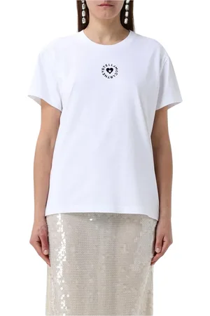 Stella McCartney Tops, Dames, Wit, L, Katoen, Wit Logo T-shirt voor vrouwen