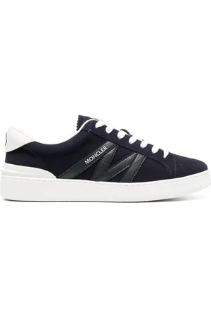 Moncler Schoenen, Heren, Blauw, 41 EU, Suède, Blauwe Suède Lage Sneakers