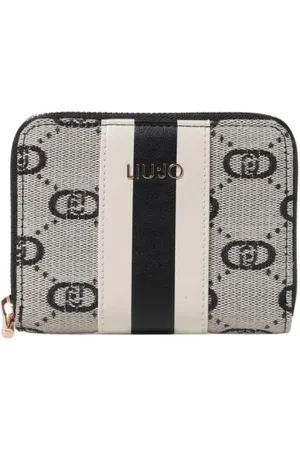 Liu Jo Accessoires, Dames, Zwart, ONE Size, Leer, Monogram Ritsportemonnee Stijlvol Zwart